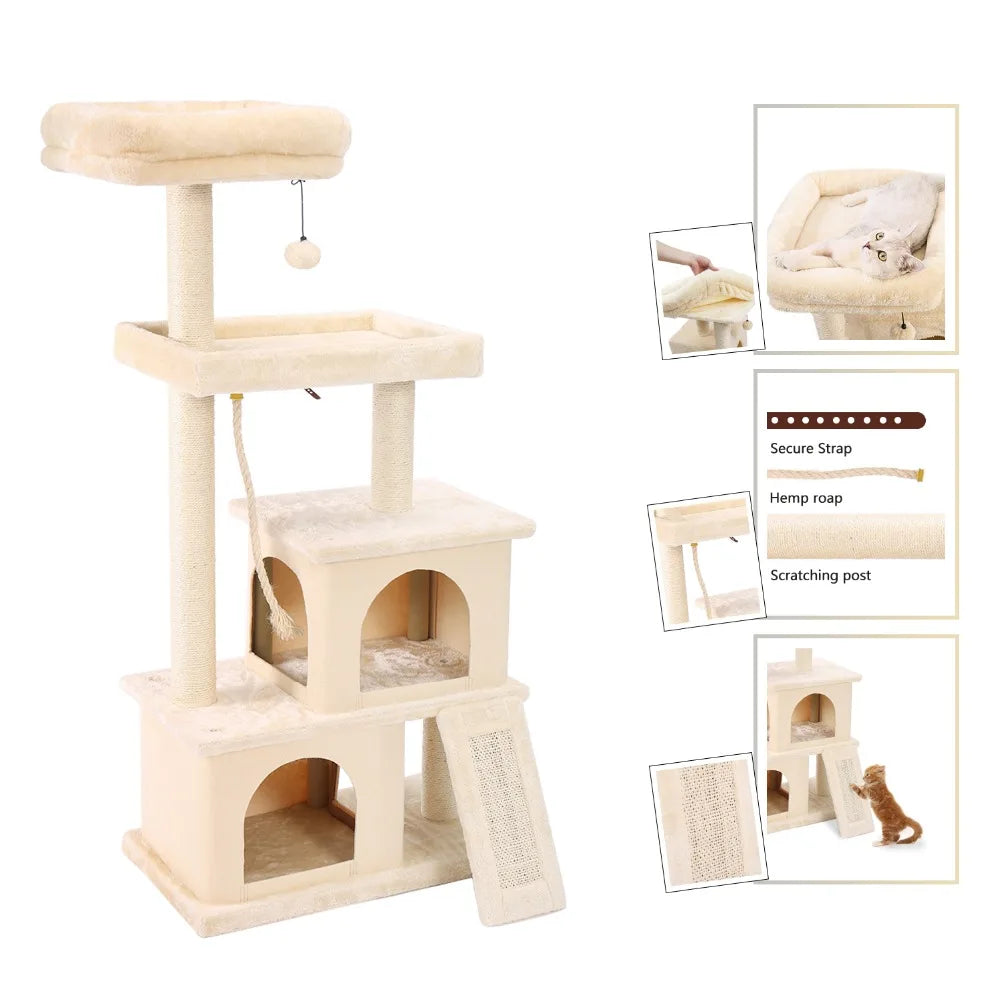 Fast Delivery Pet Cat Tree Tower Condo Furniture with Scratching Posts Multi Level Cat Jumping Climbing Tree Toys Pet Cat Houses