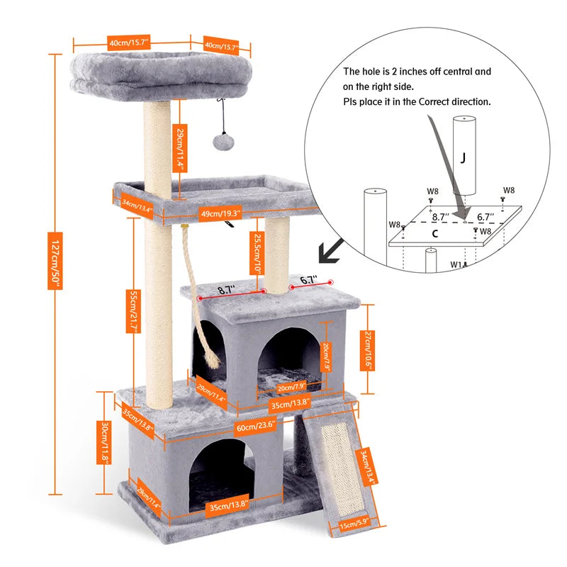 Fast Delivery Pet Cat Tree Tower Condo Furniture with Scratching Posts Multi Level Cat Jumping Climbing Tree Toys Pet Cat Houses