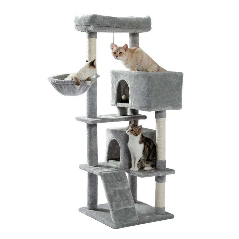 Luxury Cat Tree Multi-Level Tower with Cat Condo Cozy Perches Pet Play House Scratching Post Stable Cat Tower with Hanging Ball