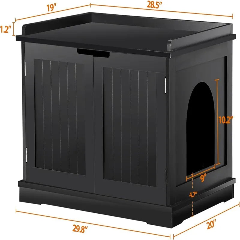 Cat Litter Box Enclosure Litter Box Furniture Hidden Wooden Litter Cabinet w/Removable Dividers, Cabinet for Cat Washroom Storag