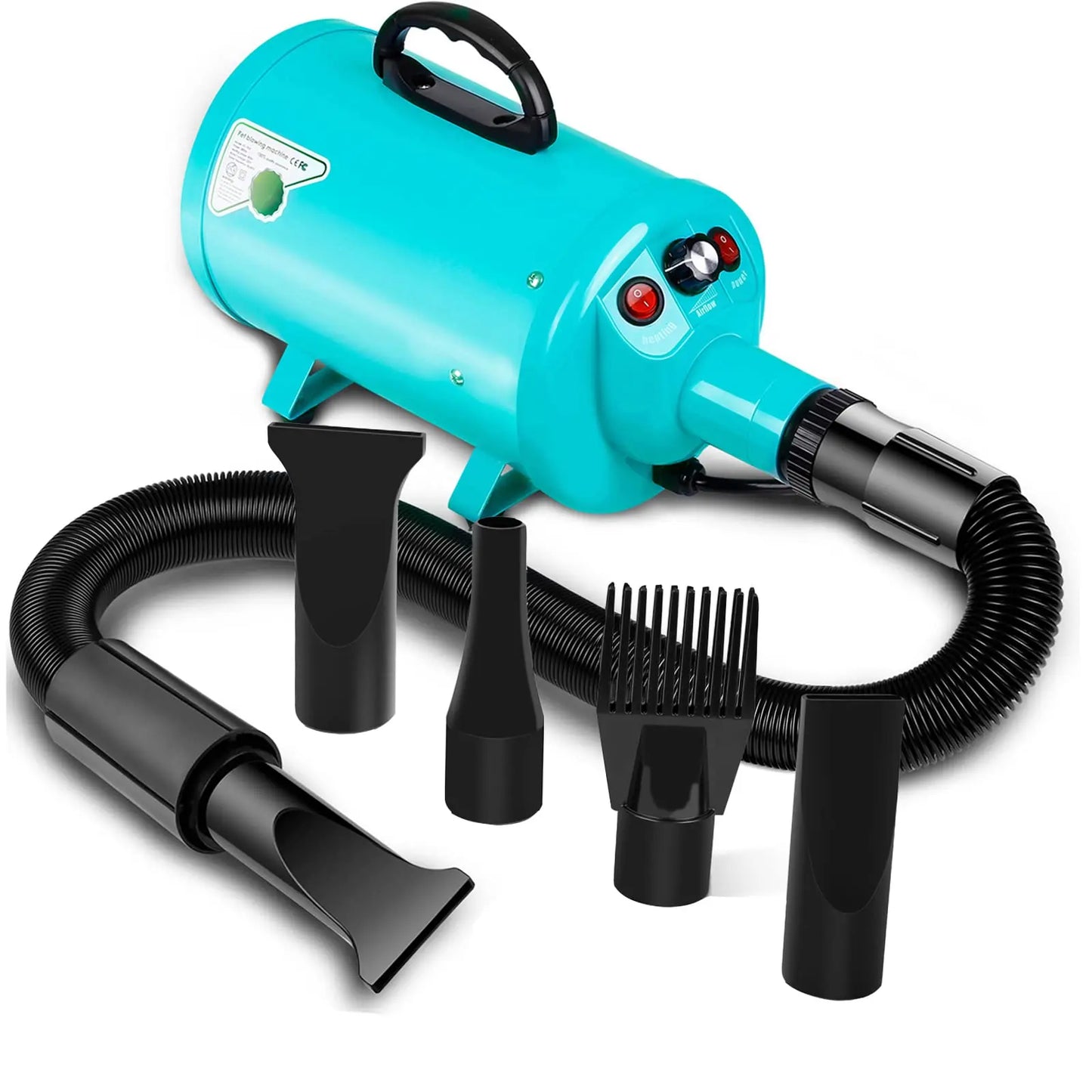 Dog Hair Dryer, 3.8HP 2800W Pet Grooming Blower for Large Dogs Hair Force Blaster with Heat, Stepless Speed Adjustable