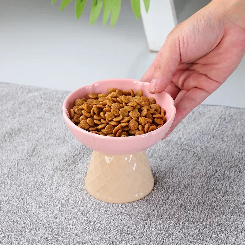 Cat Raised Ceramic Bowl Cute Pet Food Water Feeding Bowls Elevated Tilted Puppy Dogs Drinking Eating Bowl Pet Supplies