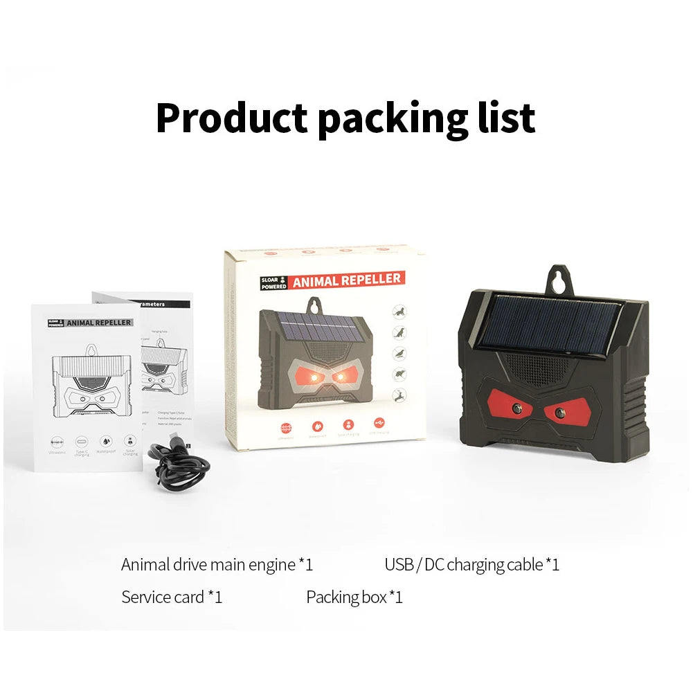Solar Ultrasonic Animal Repeller Cat Repellent Outdoor with LED Flashing Light Deer Dog Squirrel Skunk Cat Repellent Devices