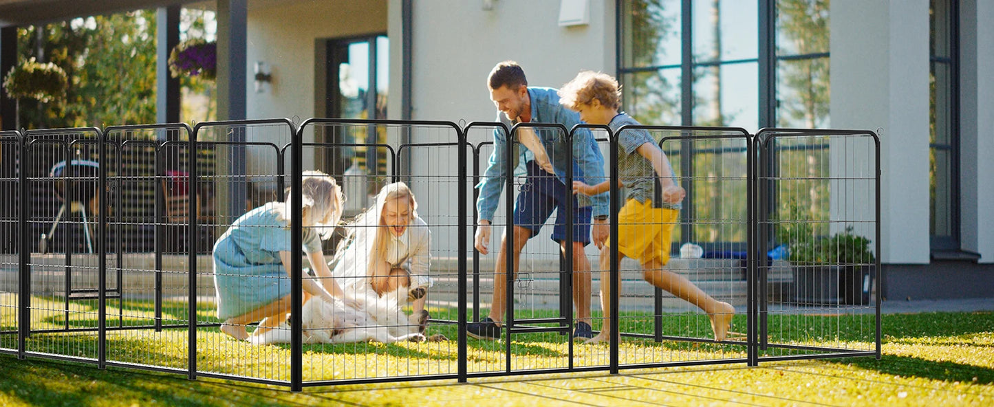 JHK 8 Panel Dog Playpen Indoor Pet Fence Exercise for Yard Gate Heavy Duty Crates with Doors Metal Dog Pen for Camping Outdoor