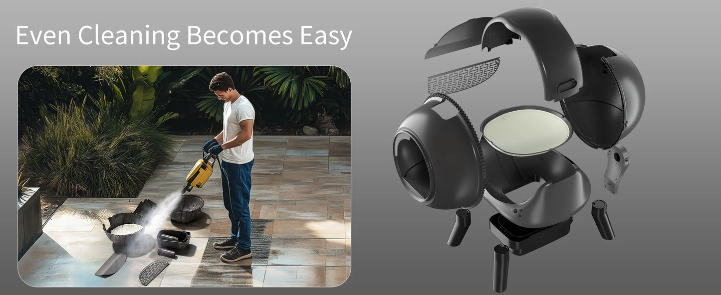 Self Cleaning Litter Box Automatic for Multiple Cats,Robot with APP Control,Dual Safety Protection Odor-Free Waste Disposal Grey