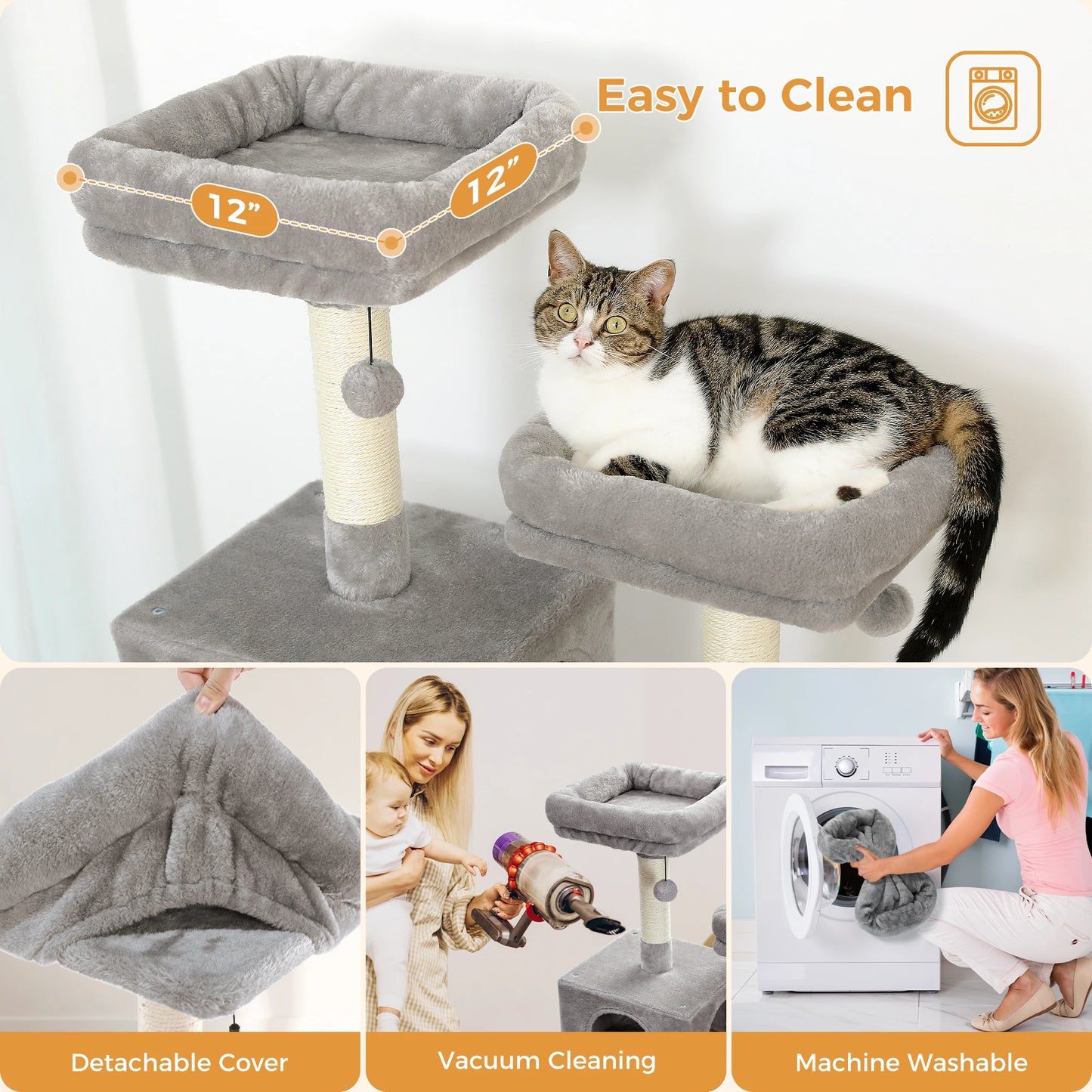 Large Cat Tree and Tower for Indoor Cats With Sisal-Covered Scratching Posts Spacious Hammock Padded Perches and Condos Cat Toys