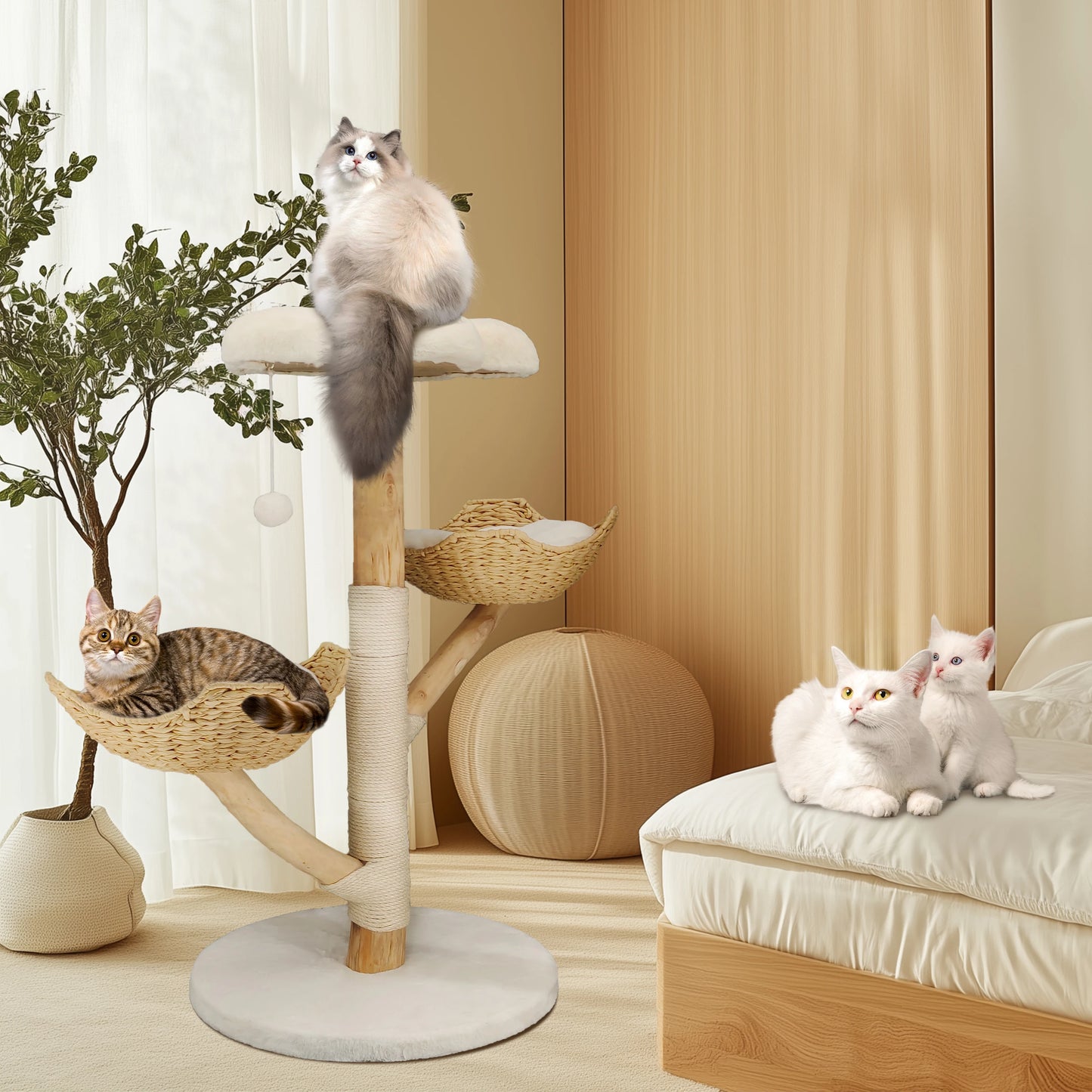 Bingopaw Cat Tree Tower Condo Furniture Scratch Post for Kittens Pet House Play