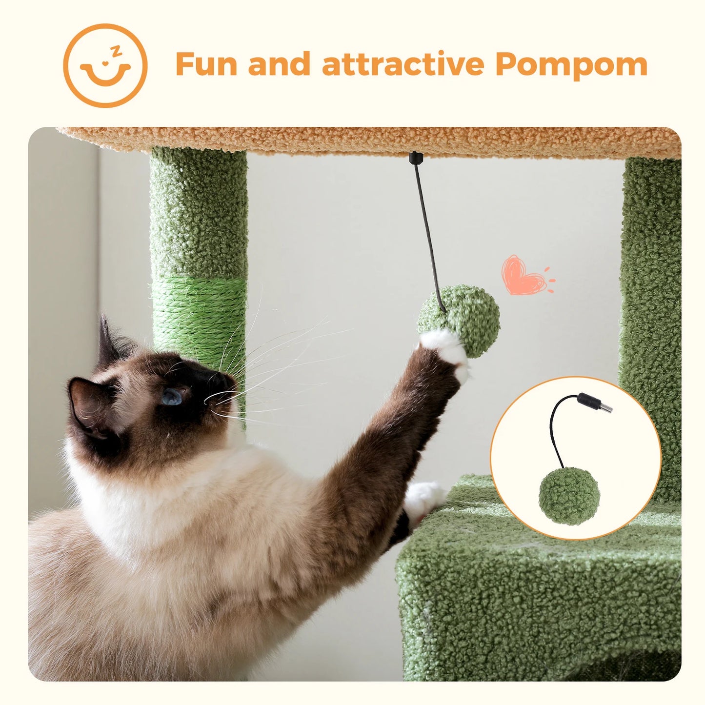 Multi-Level Cat Tree with Sisal Scratching Posts Cozy Condo Big Hammock Plush Cat Tower for Indoor Kitten House Bed Cat Toys