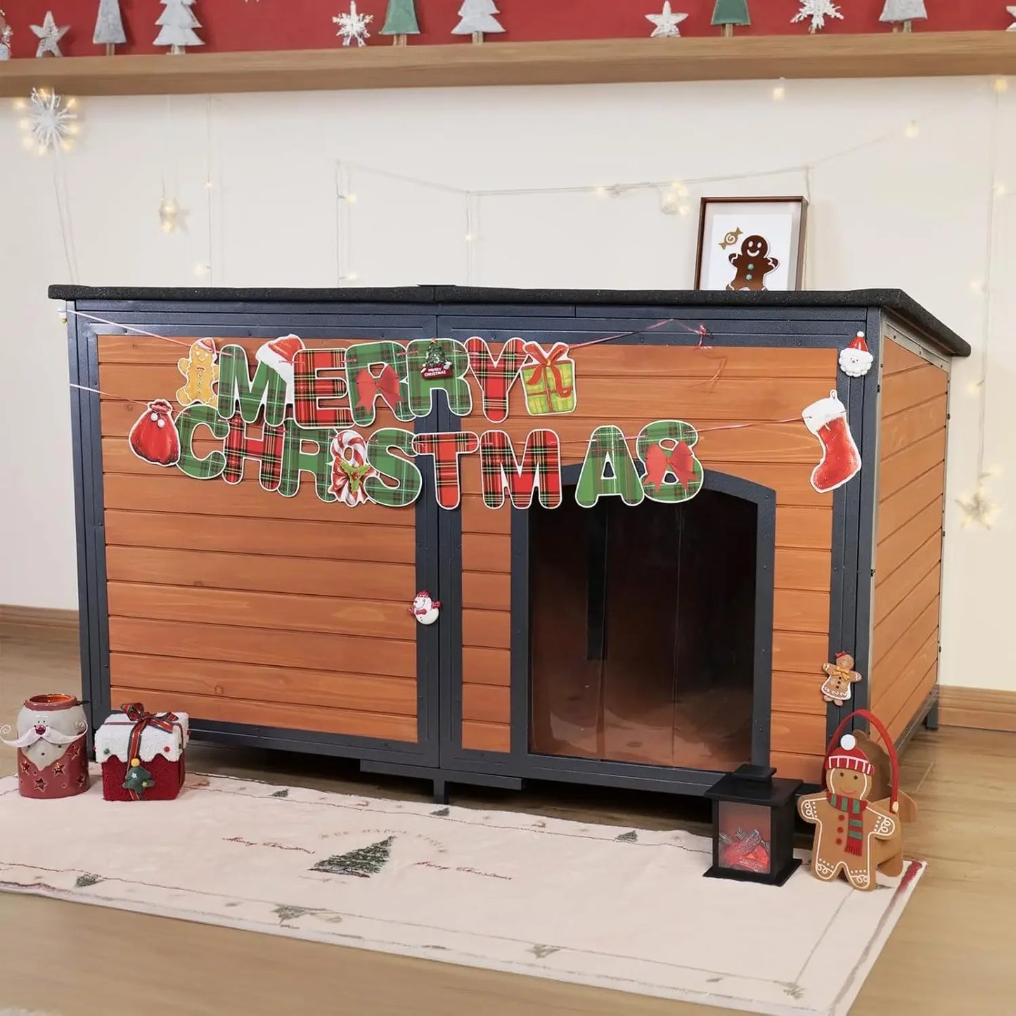 Dog House Outdoor Weatherproof Chew Proof Dog Kennel for Small Medium Large Dogs with Strong Metal Chew Proof