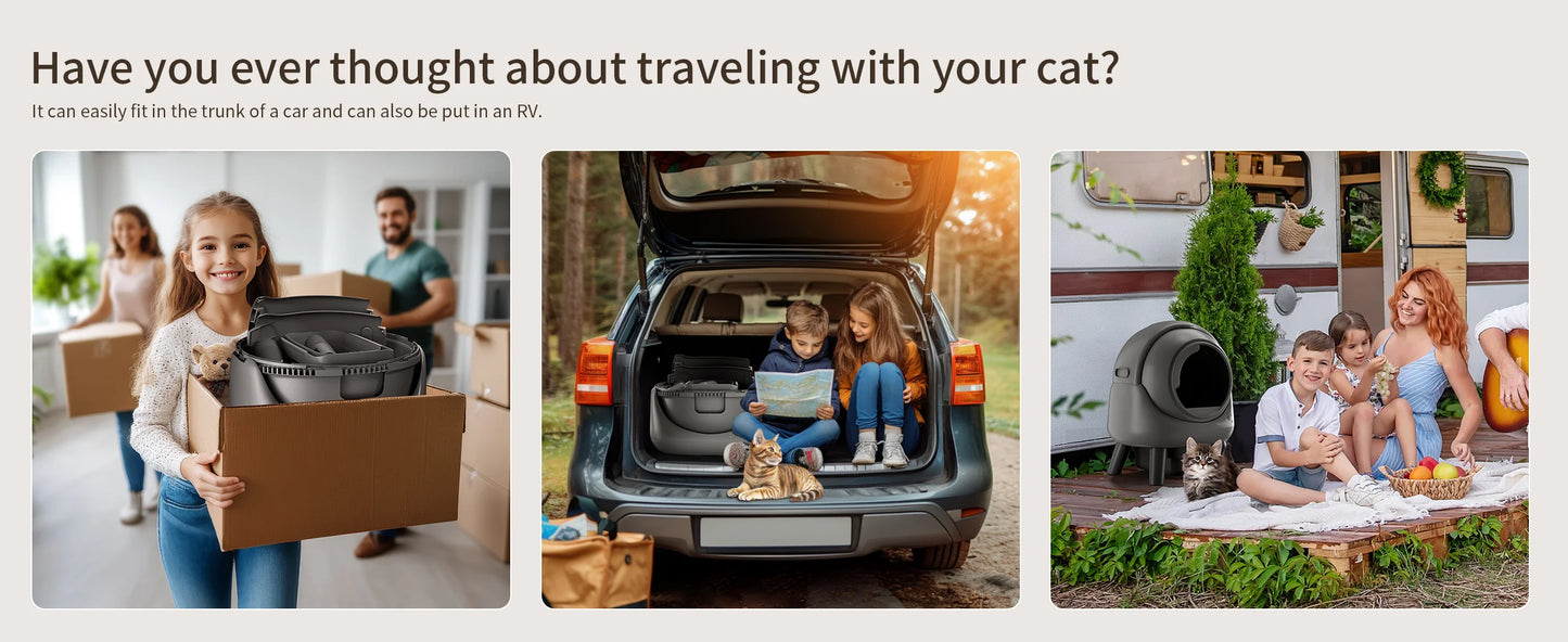 Self Cleaning Litter Box Automatic for Multiple Cats,Robot with APP Control,Dual Safety Protection Odor-Free Waste Disposal Grey