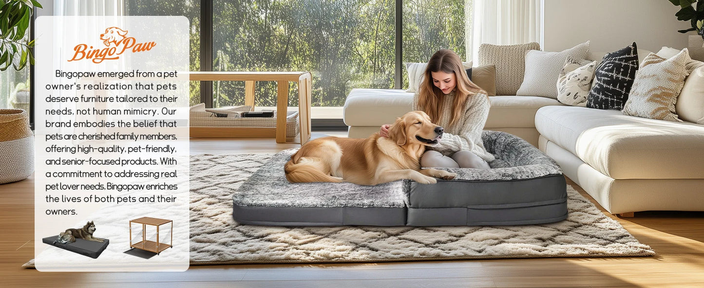 Long Human-Size Giant Dog Bed Foldable Calming Orthopedic