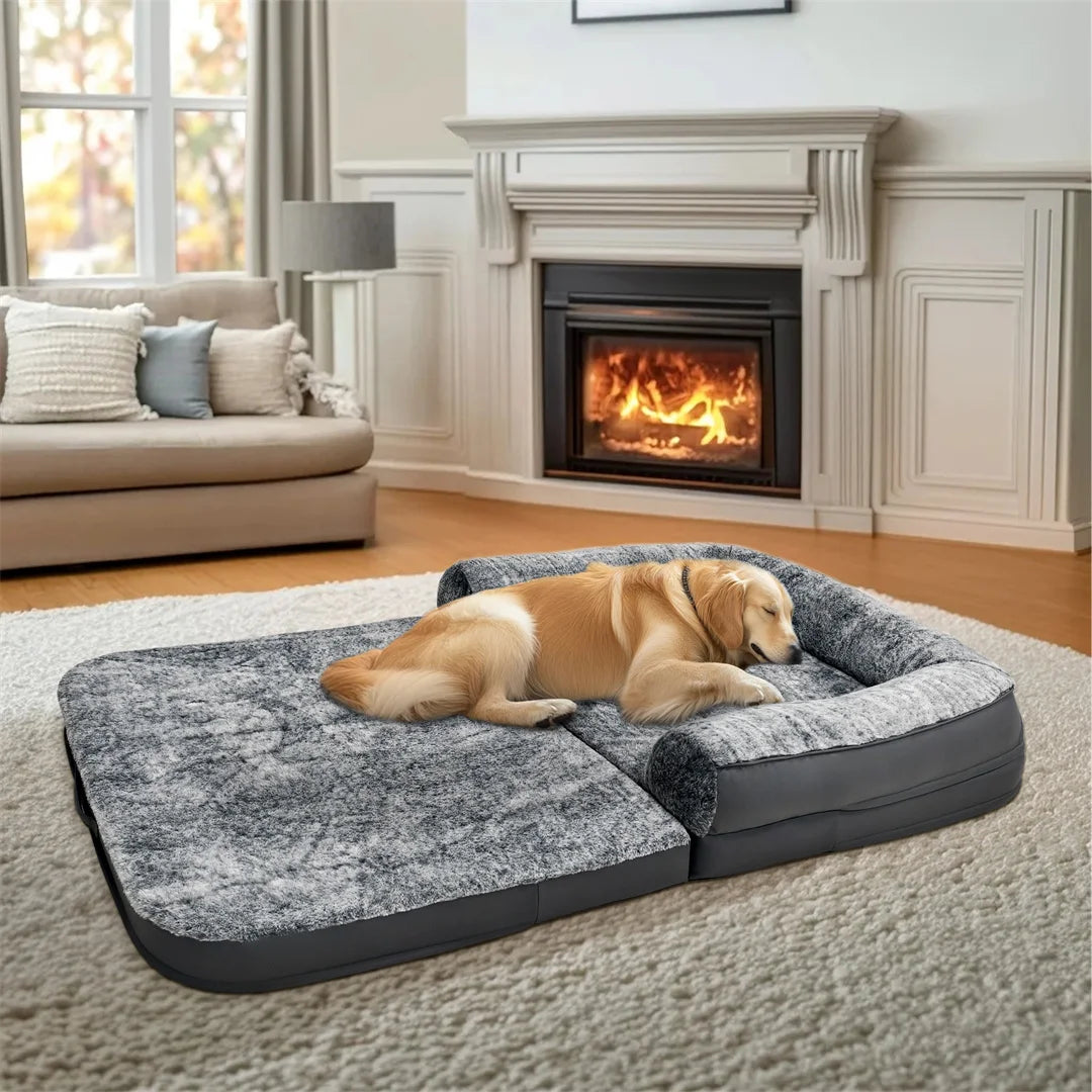 Long Human-Size Giant Dog Bed Foldable Calming Orthopedic