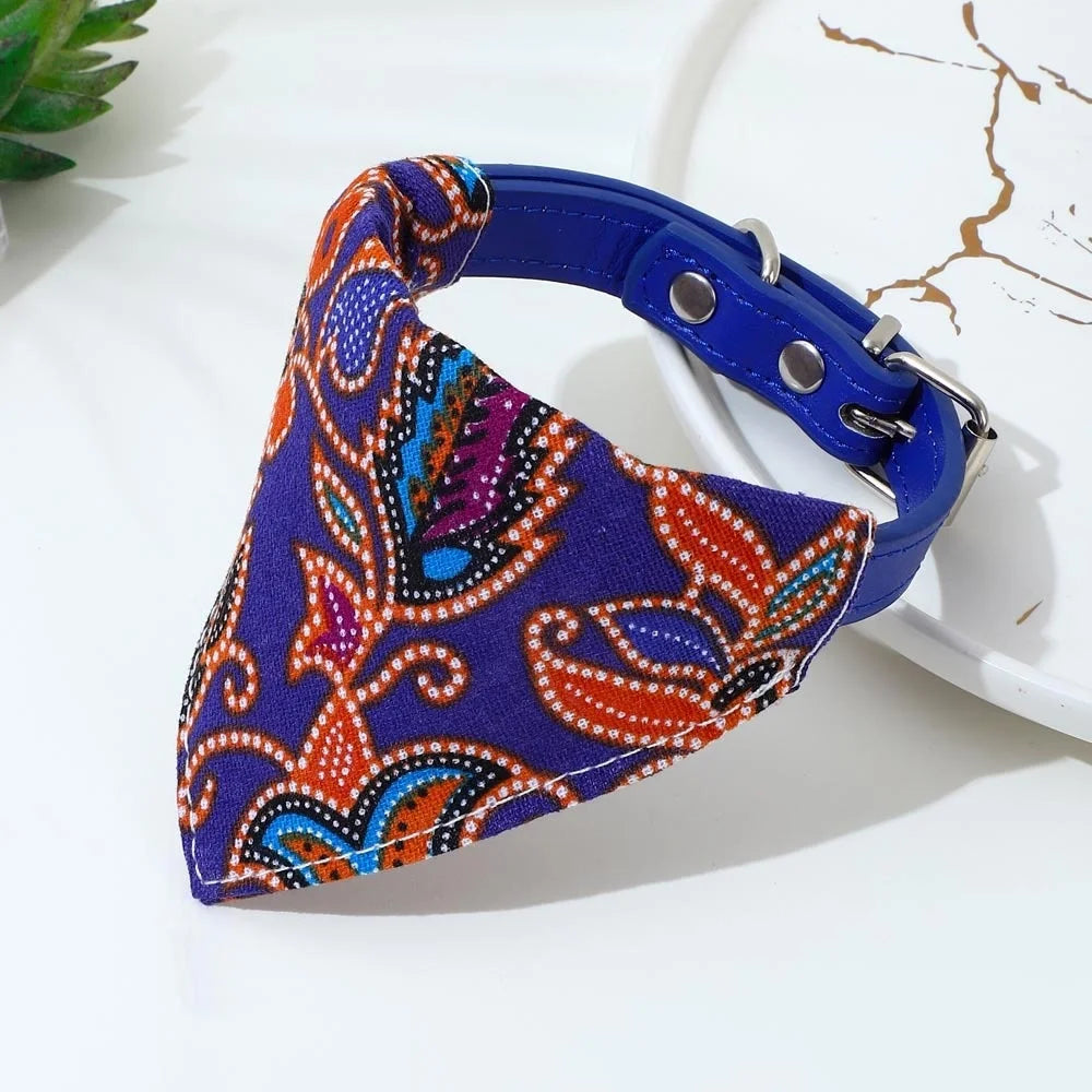 Adjustable Pets Bandana Collar PU Neck Scarf
 Triangle Scarf XS-L