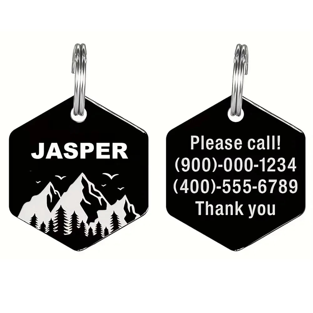 Custom Engraved Stainless Steel Dog Tag - Durable Pet ID for Collars, Personalized with Your Dog's Name & Contact Info