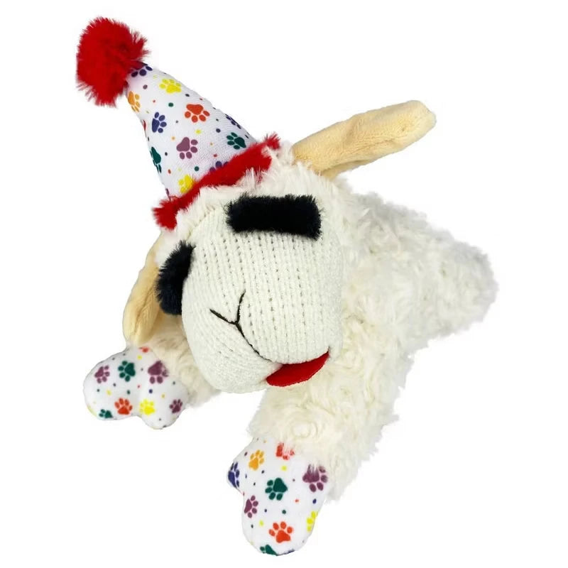 Lamb Chop Plush Dog Toy with Squeaker Interactive Puppy Toy for Small Medium Dogs Cute Soft Chew Toy for Pets