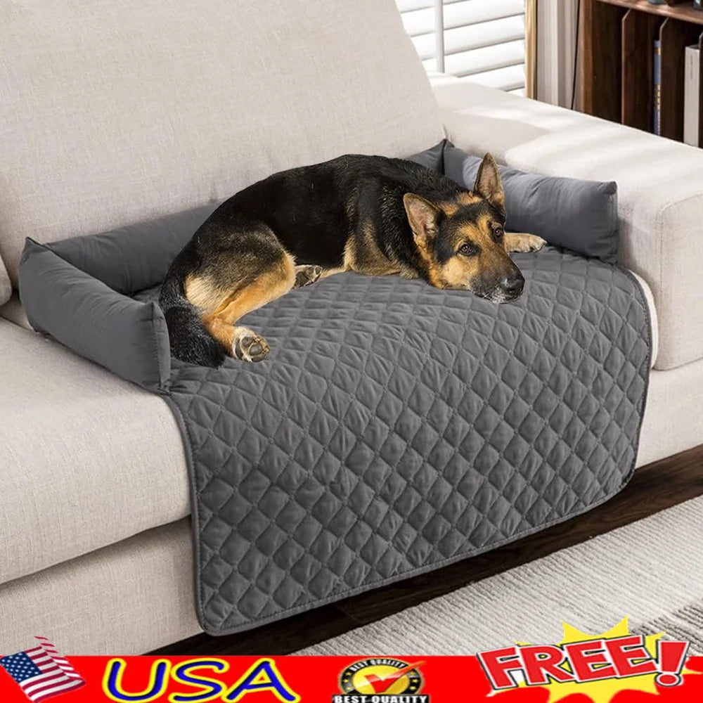 Comfortable Dog Couch Bed with Memory Foam Bolster Non-Slip Waterproof Pet Mat Large Dogs and Cats Easy Maintenance