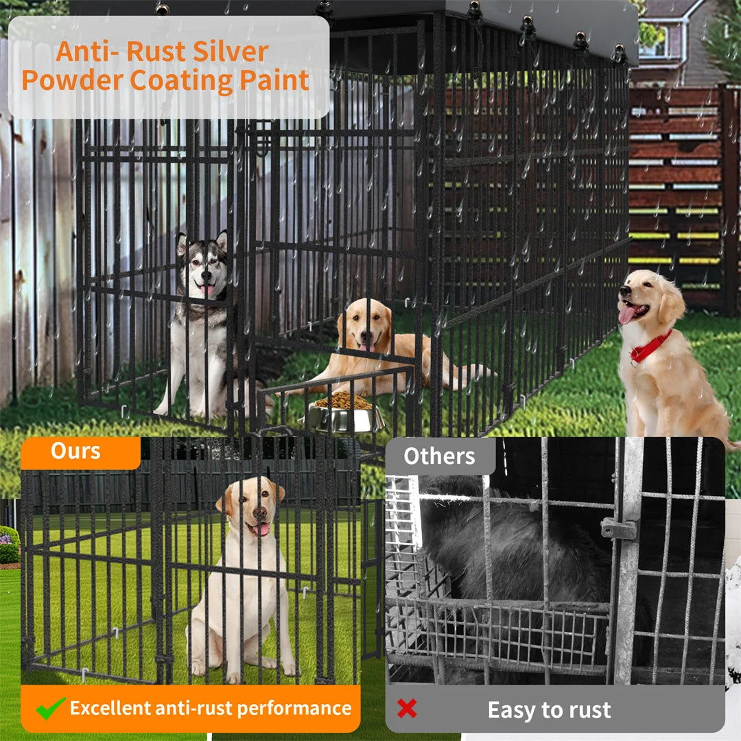 64.9” Heavy Duty Dog Kennel Pet Welded Metal Playpen Large Animal Cage Outdoor Indoor