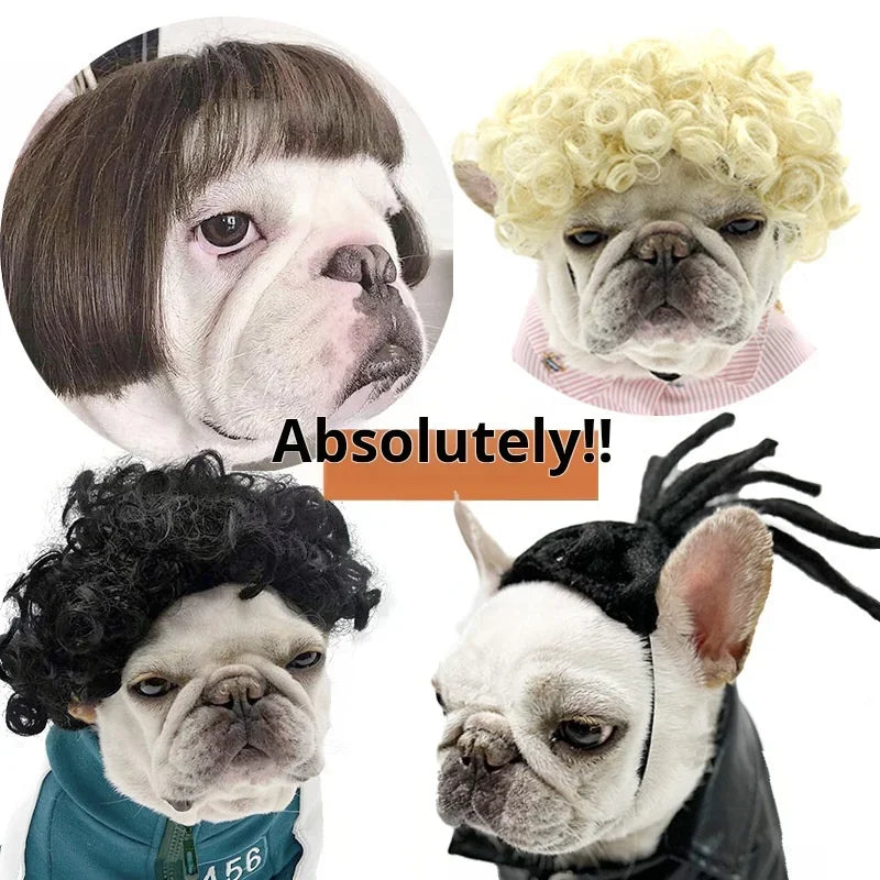 Pet Wigs Dog Wigs Pet Supplies Halloween Pet Accessories Curly Hair Straight Hair Cat Wigs