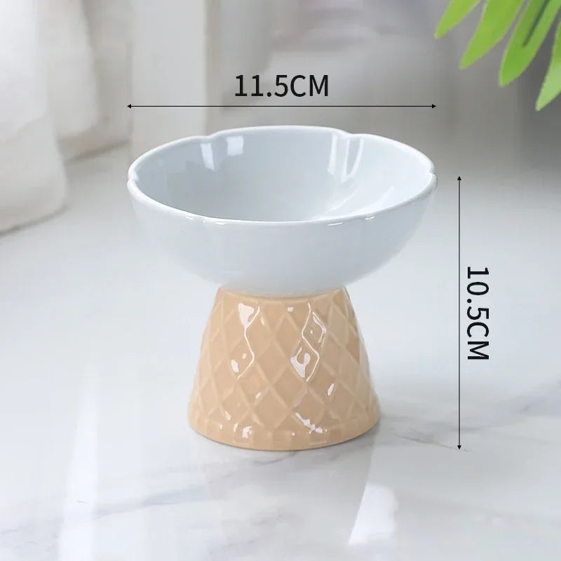 Cat Raised Ceramic Bowl Cute Pet Food Water Feeding Bowls Elevated Tilted Puppy Dogs Drinking Eating Bowl Pet Supplies