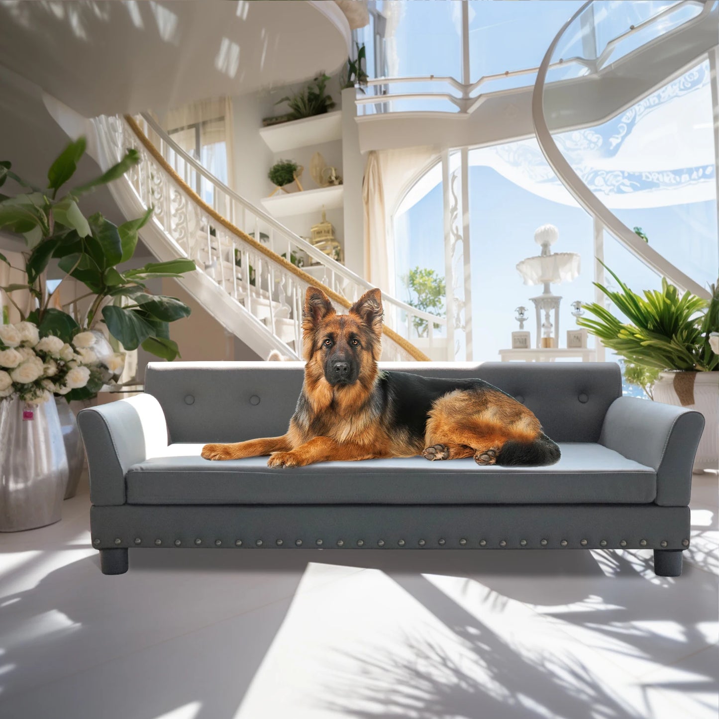 Heavy Duty Pet Sofa Large Raised Dog Bed Cushioned Sofa Softly Pet Cat Bed Puppy Sofa Couch Lounge Bed