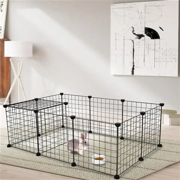 Pet Playpen, Small Animal Cage Indoor Portable Metal Wire Yard Fence for Small Animals,  Rabbits Kennel Crate Fence Tent