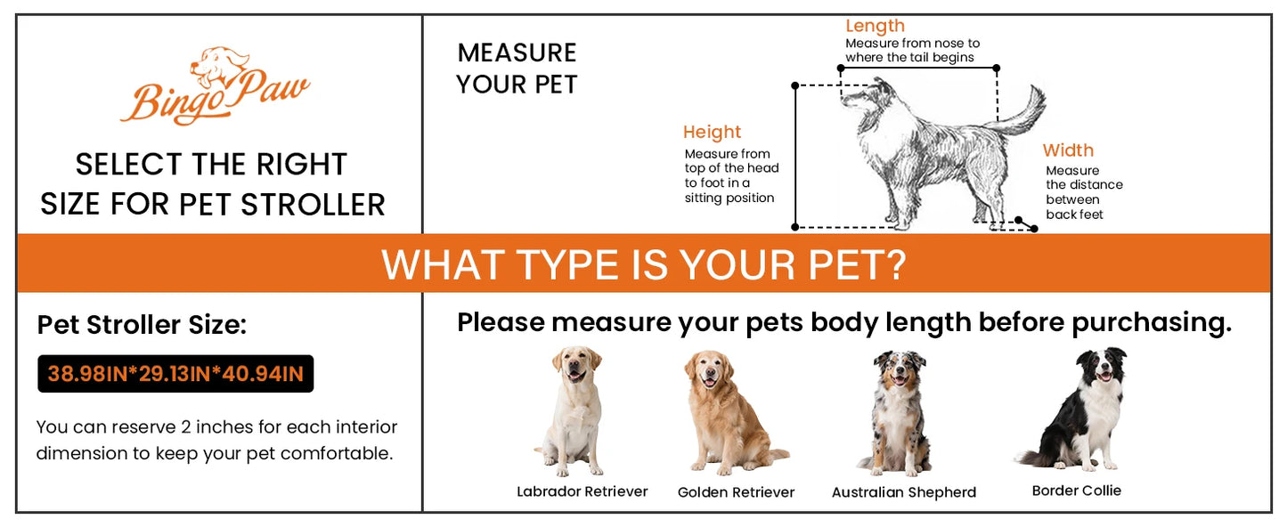 Heavy Duty Large Dog Stroller Buggy 4 Wheels Pet Jogger Pram Doggy Pushchair Brakes Foldable Travel Cart Carriage Zipper Entry