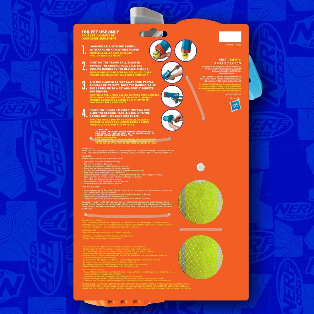 Compact Tennis Ball Launcher Dogs with 2 Balls Hands-Free Pickup Portable 40ft Distance Chewable Waterproof Easy Storage