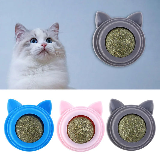 Rotatable Catnip Molar Stick Self-Adhesive Cat Cleaning Toy with Transparent Cover Catnip Balls Toy for Cats Pet Health Supplies
