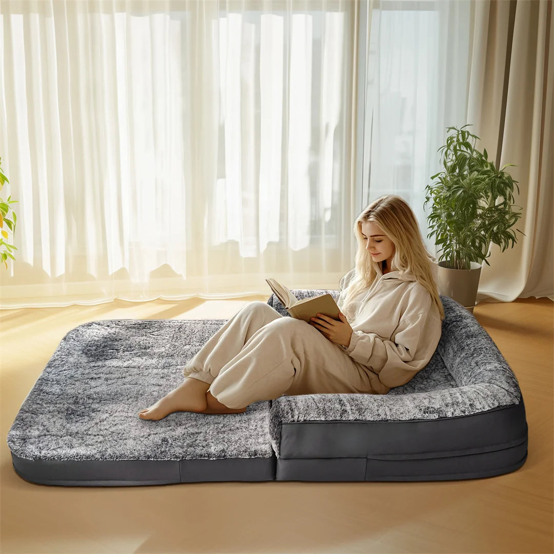 Long Human-Size Giant Dog Bed Foldable Calming Orthopedic