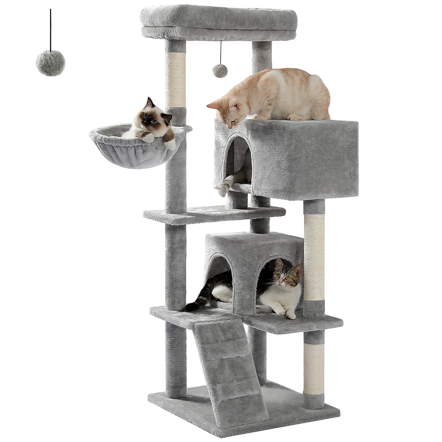 Luxury Cat Tree Multi-Level Tower with Cat Condo Cozy Perches Pet Play House Scratching Post Stable Cat Tower with Hanging Ball