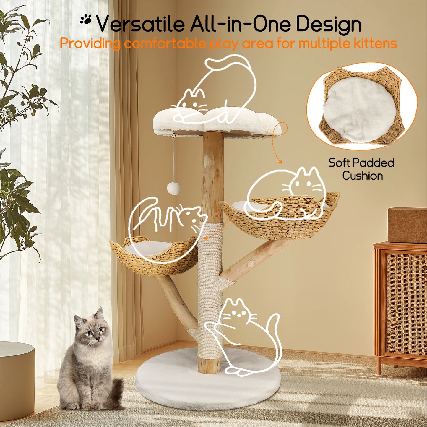 Bingopaw Cat Tree Tower Condo Furniture Scratch Post for Kittens Pet House Play