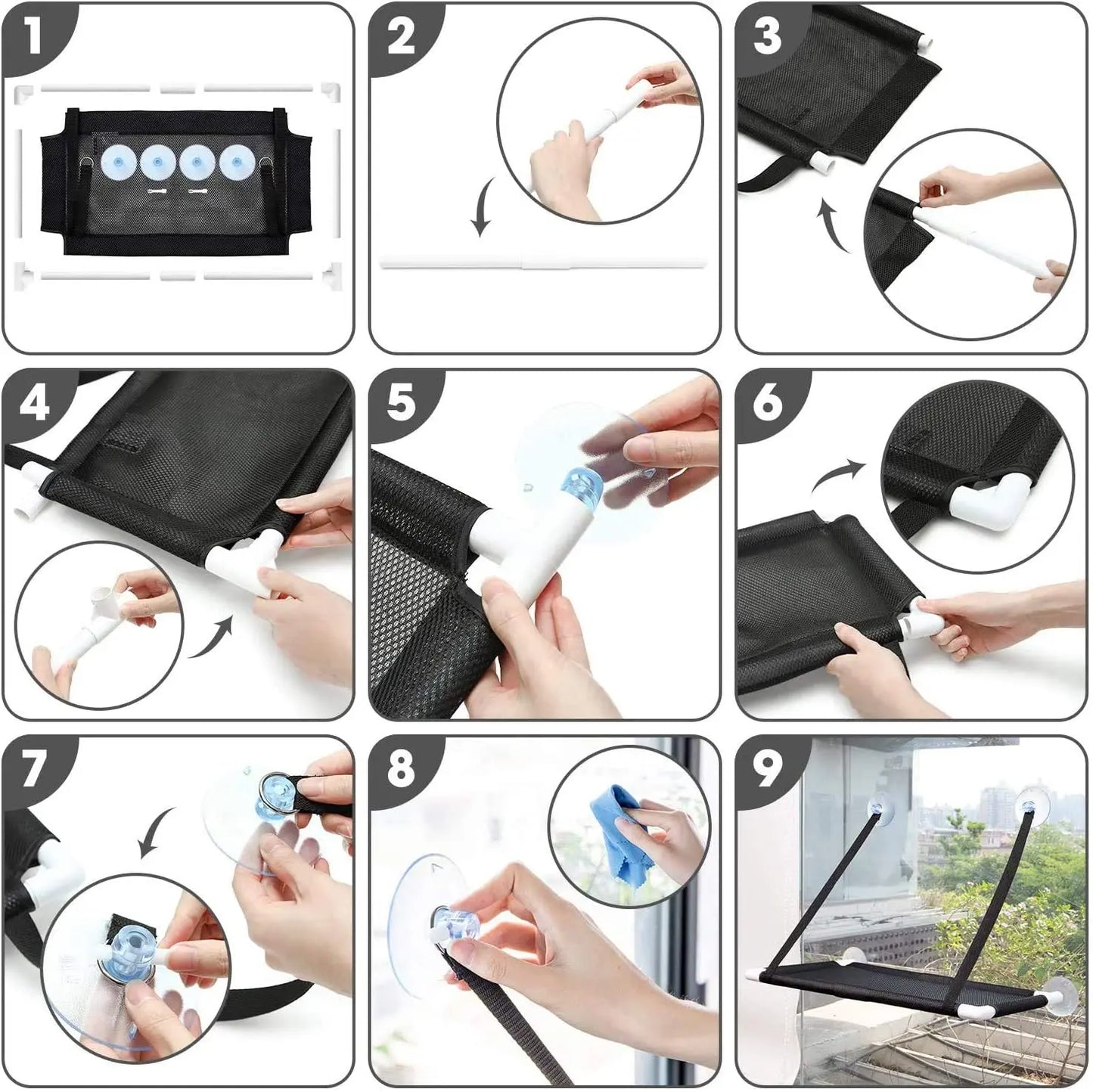 Cat Bed Hanging Window Cat Hammock Bed for Cats Comfortable Canvas Pet Hammock Kitty Sunny Window Seat Mount Bearing 10kg