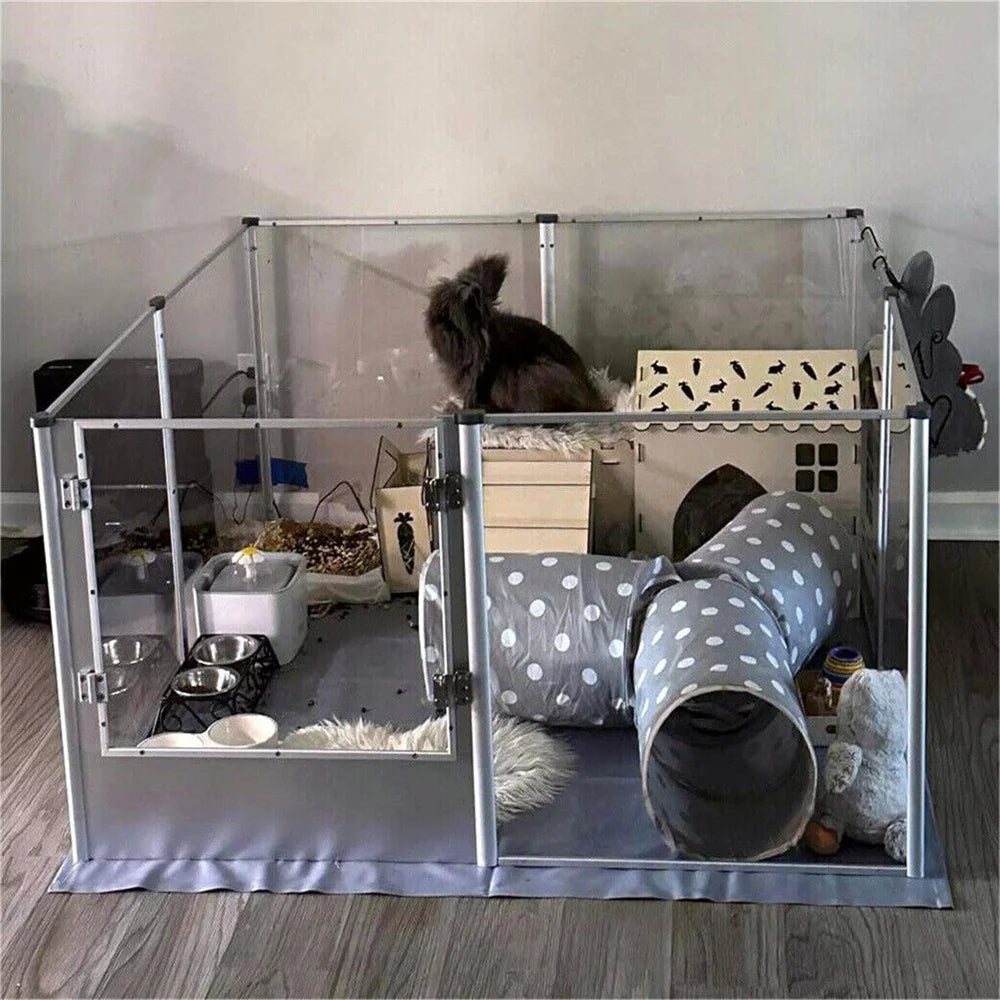 Extra Large Dog Playpen Acrylic Enclosure Pet Animal Bunny Ferrets Dog Fence Cage Pet Whelping Box with Waterproof Fertility Pad