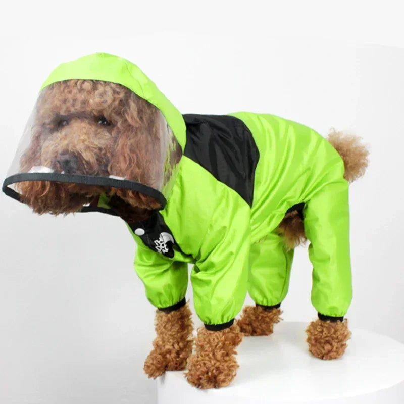 Pet Dog Raincoat Transparent Hooded Jumpsuit Dogs Waterproof Coat Water Resistant Clothes for Dogs Cats Jacket Pet Supplies