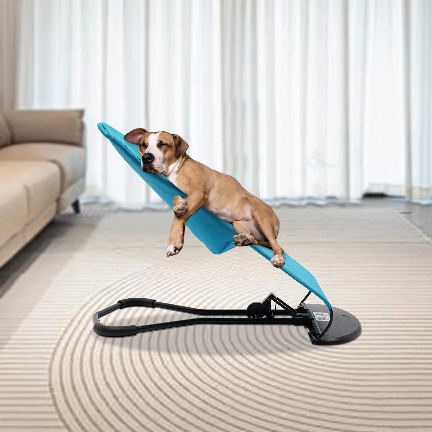 Pet Rocking Chair, Stainless Steel Bracket, Height Adjustable,  Foldable, Portable Puppy Rocker Bed with Anti-slip Pads for Home