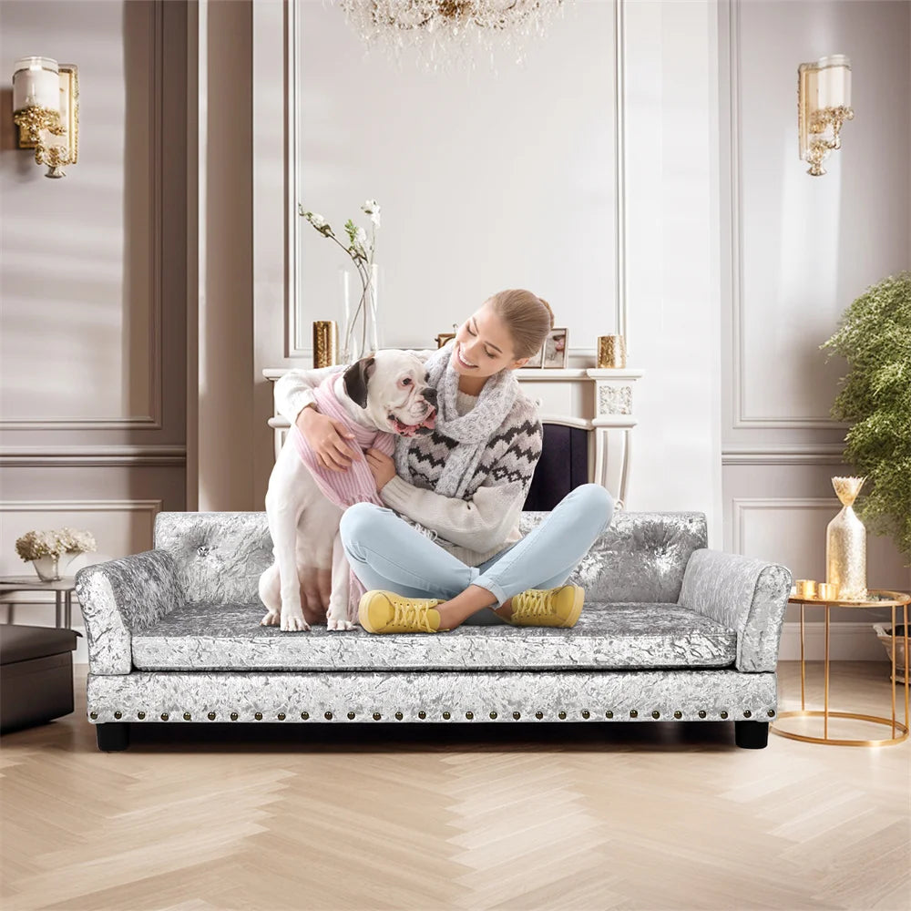 Heavy Duty Pet Sofa Large Raised Dog Bed Cushioned Sofa Softly Pet Cat Bed Puppy Sofa Couch Lounge Bed