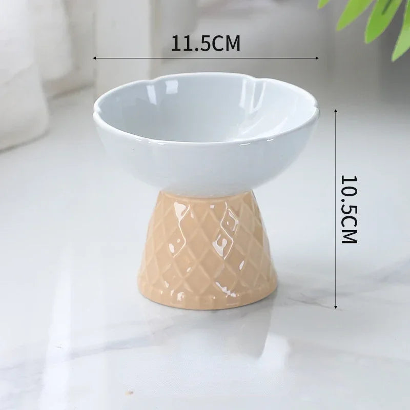 Cat Raised Ceramic Bowl Cute Pet Food Water Feeding Bowls Elevated Tilted Puppy Dogs Drinking Eating Bowl Pet Supplies