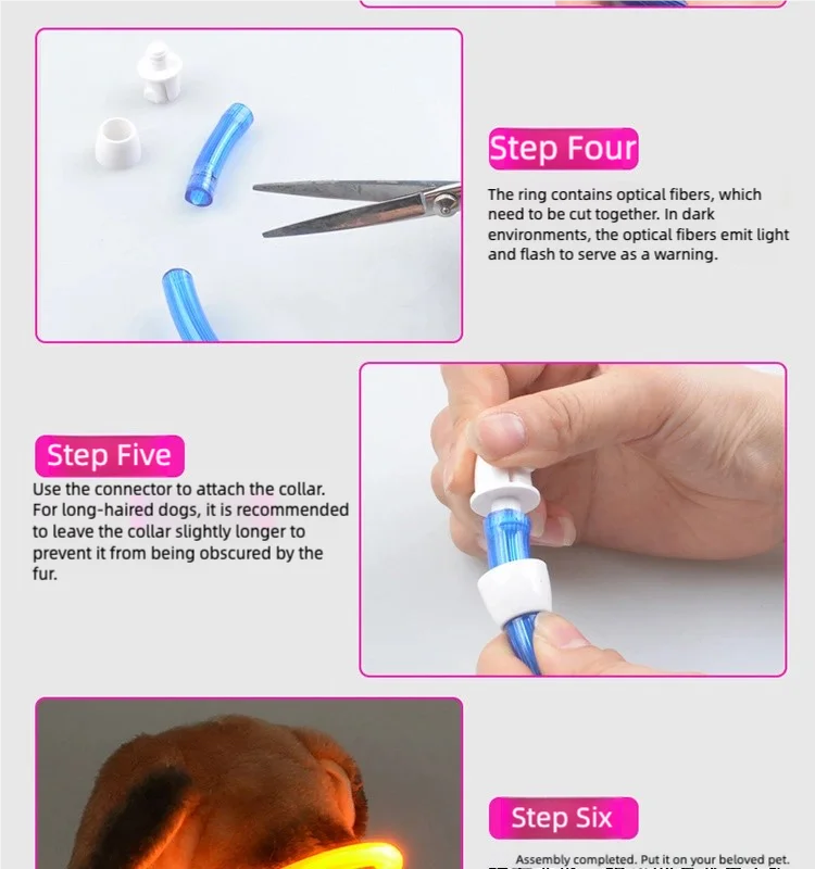 New LED Dog Collar USB Rechargeable,3 Mode Adjustable Glowing Dog Collar for Night Walking,Safe Reflective Pet Collar