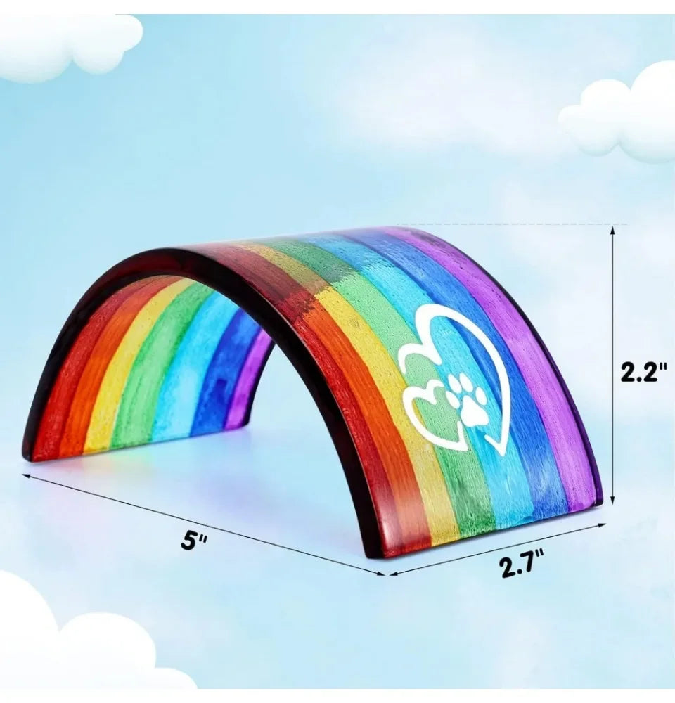 Rainbow Bridge Fused Glass 3D Colorful Bridge with Sympathy Card Memorial Gift for Dog Cat Guinea Pig Lover Pet Lost