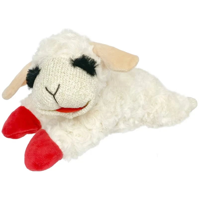 Lamb Chop Plush Dog Toy with Squeaker Interactive Puppy Toy for Small Medium Dogs Cute Soft Chew Toy for Pets