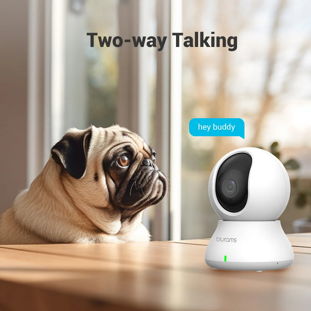 Blurams 2.4&5G WiFi Indoor Camera, 2K, 360° PTZ Pet Dog IP CCTV Camera with Phone App, 2-Way Talk, Night Vision, for Home Securi