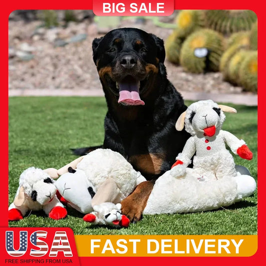 Lamb Chop Plush Dog Toy with Squeaker Interactive Puppy Toy for Small Medium Dogs Cute Soft Chew Toy for Pets