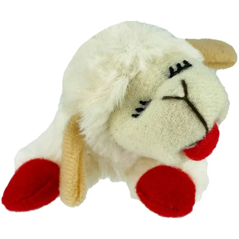 Lamb Chop Plush Dog Toy with Squeaker Interactive Puppy Toy for Small Medium Dogs Cute Soft Chew Toy for Pets