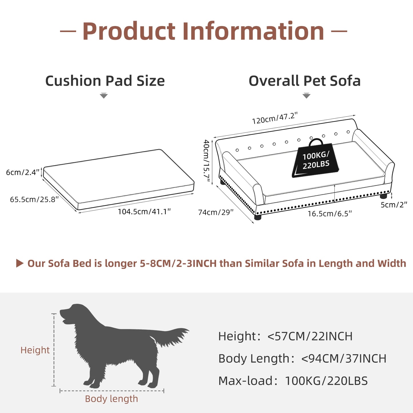Heavy Duty Pet Sofa Large Raised Dog Bed Cushioned Sofa Softly Pet Cat Bed Puppy Sofa Couch Lounge Bed