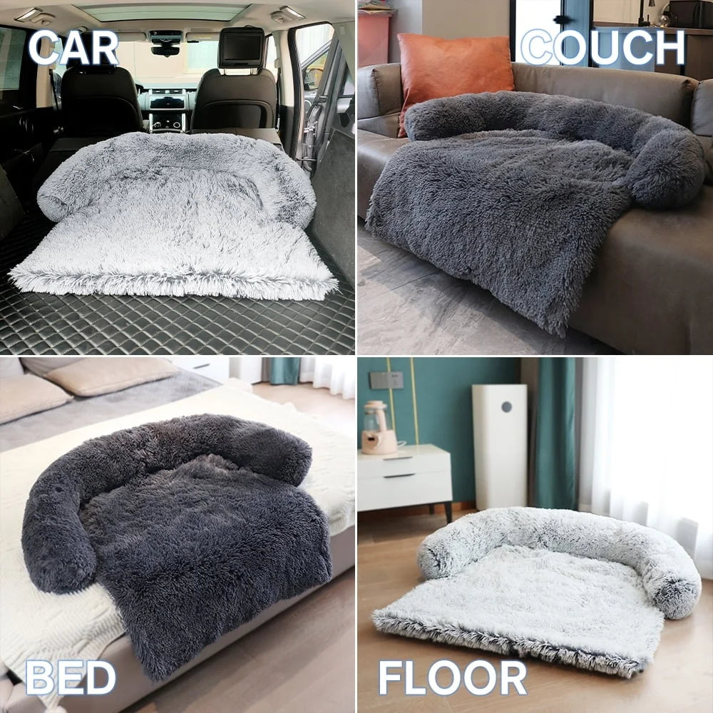 Dog Bed Mat Plush Furniture Protector Removable Washable Cover Non Slip Supportive Cushion Durable Warm Soft Comfortable Pet Bed