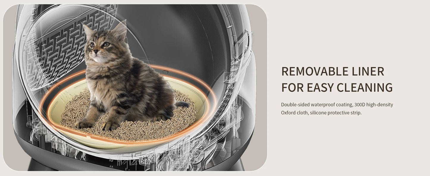 Self Cleaning Litter Box Automatic for Multiple Cats,Robot with APP Control,Dual Safety Protection Odor-Free Waste Disposal Grey