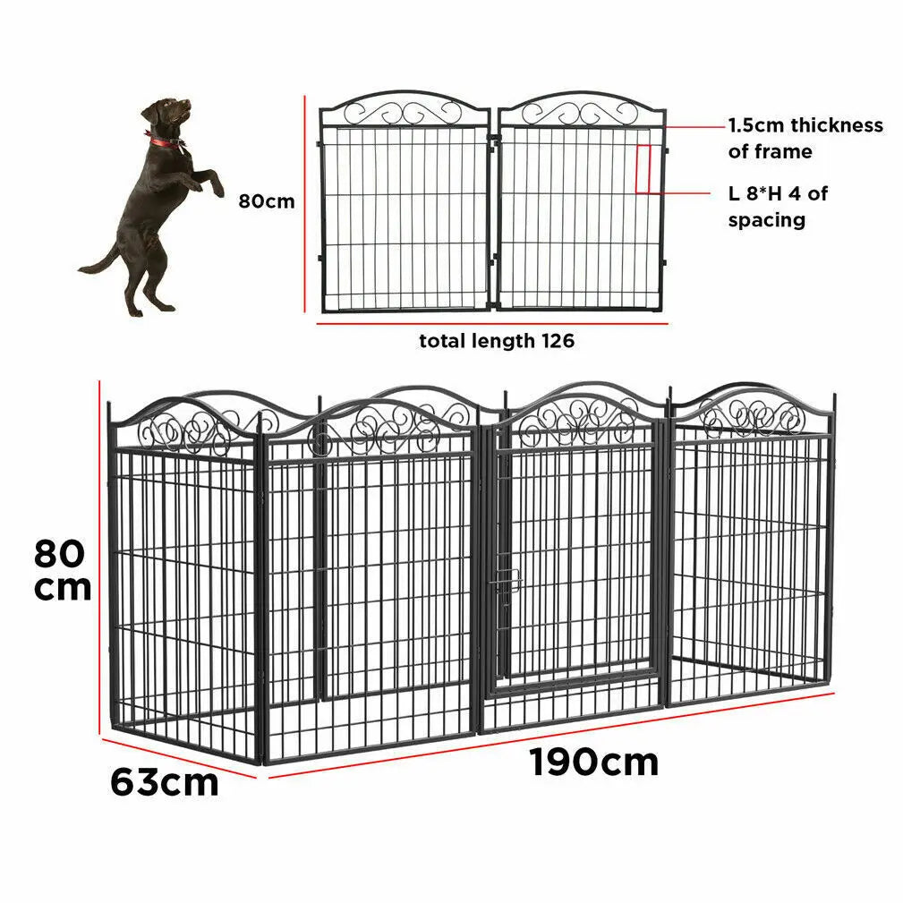 Heavy Duty Metal Dog Playpen, Foldable, 8 Panels, Pet, Animal, Kennel Pen, Fence with Gate for Indoor and Outdoor