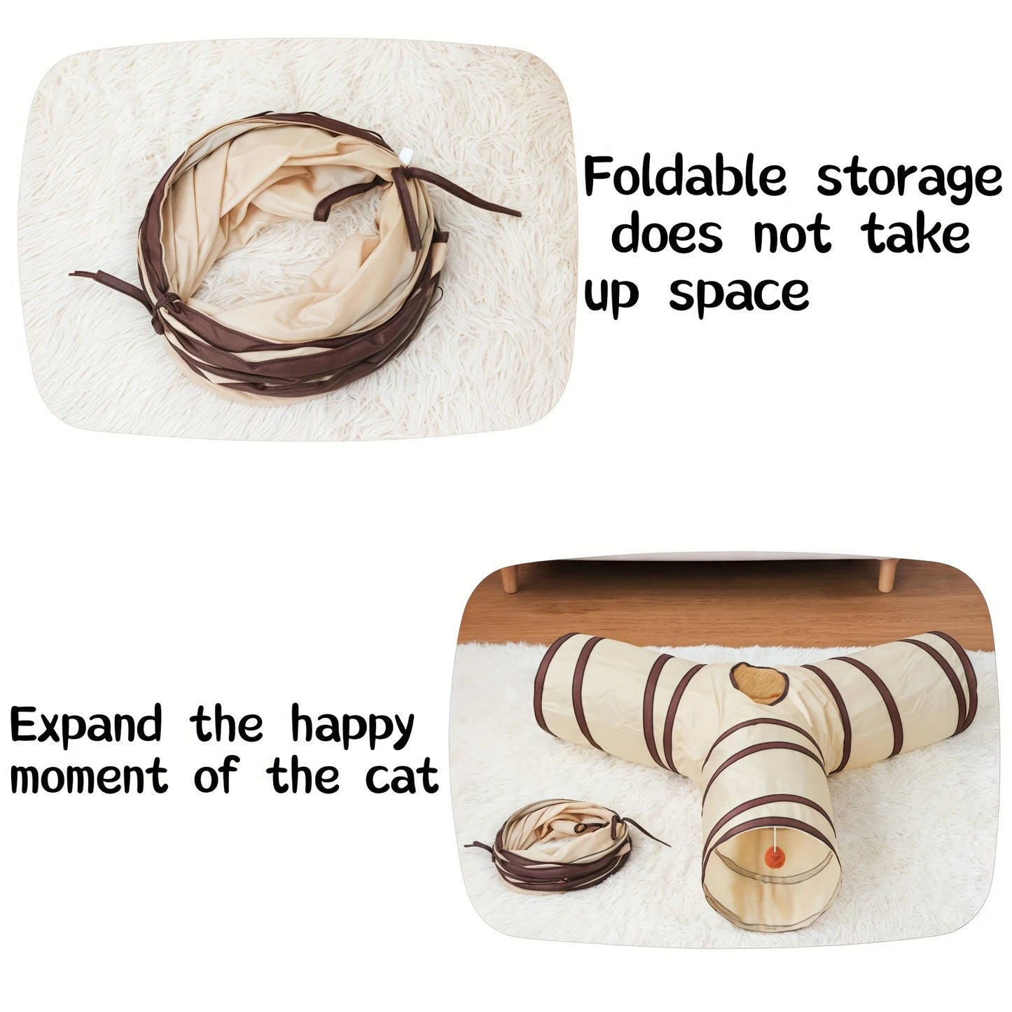 Foldable Easy-to-Store All-in-One Cat Play Tunnel - Striped Interactive Toy for Fun and Exploration Kitten Toy Cat Play Tunnels