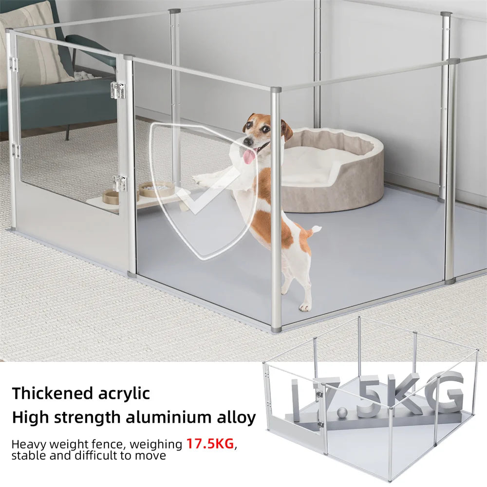 1Pc Large Acrylic Dog Playpen Cage Whelping Pen Box Indoor Enclosure Pet Clear Fence Puppy Playpen with Waterproof Fertility Pad