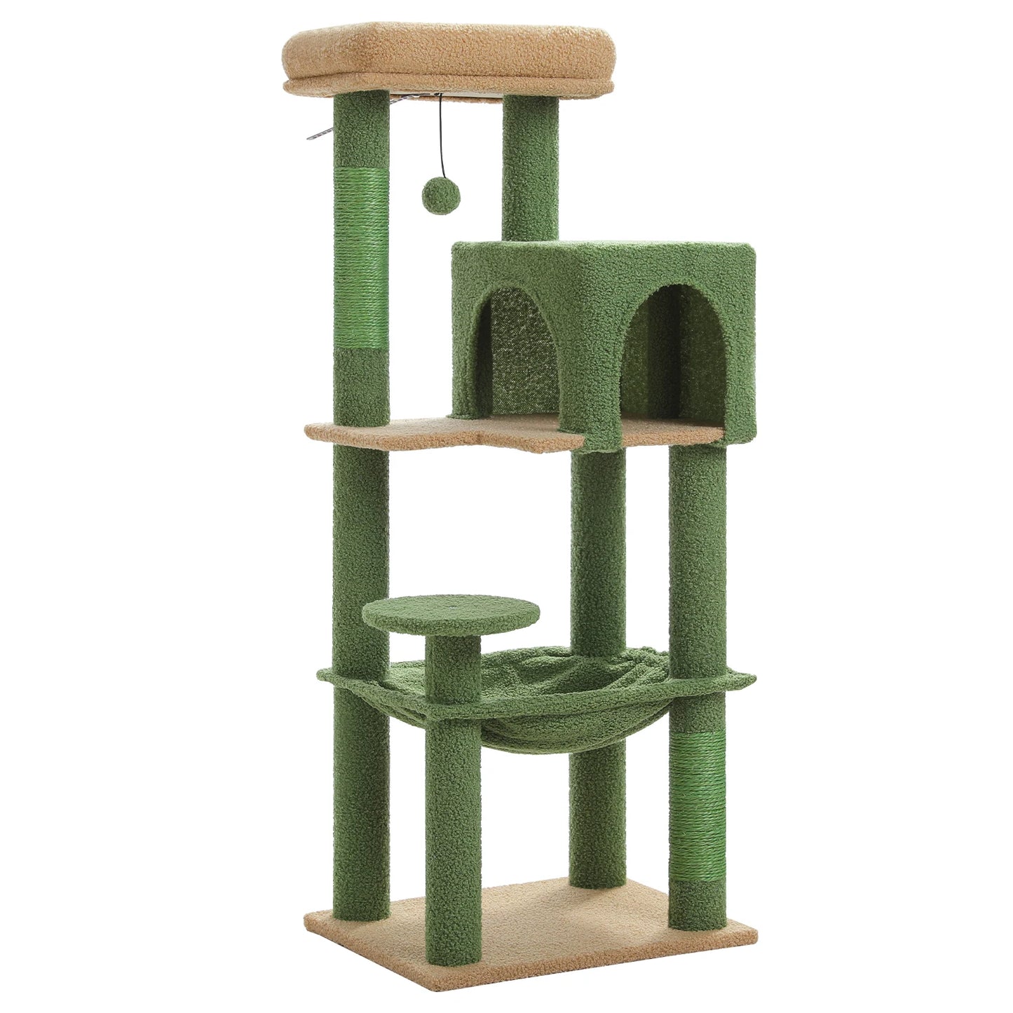Multi-Level Cat Tree with Sisal Scratching Posts Cozy Condo Big Hammock Plush Cat Tower for Indoor Kitten House Bed Cat Toys